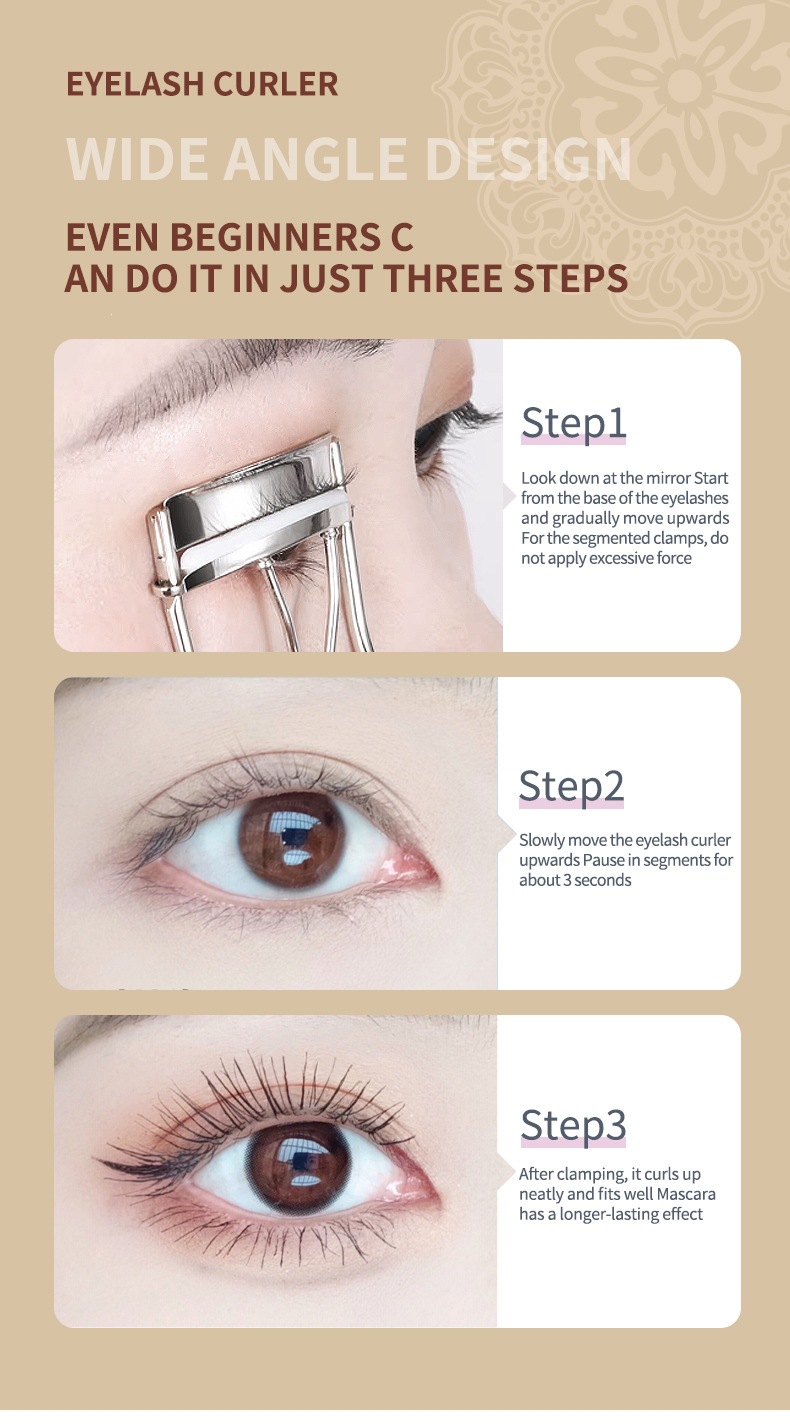 LMLTOP Wide Angle Eyelash Curler Stainless Steel Professional Makeup Eyelash Curler Lasting Curl US30 Cross-Border Exclusive Supply
