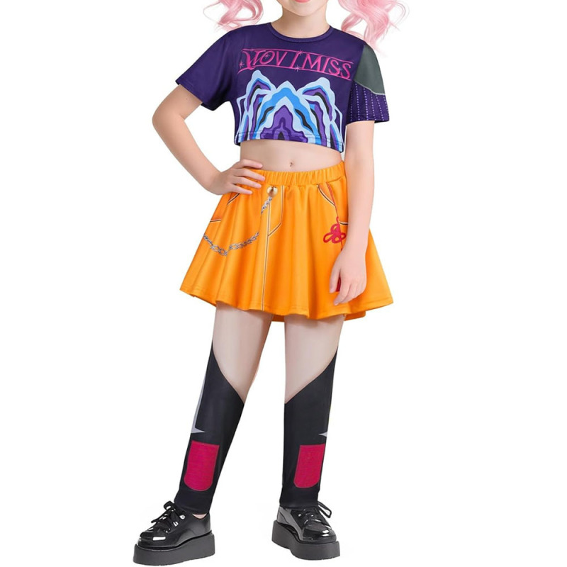 跨境欧美新款k-pop女孩恶魔猎人流行歌手万圣节装扮儿童舞台套装|undefined