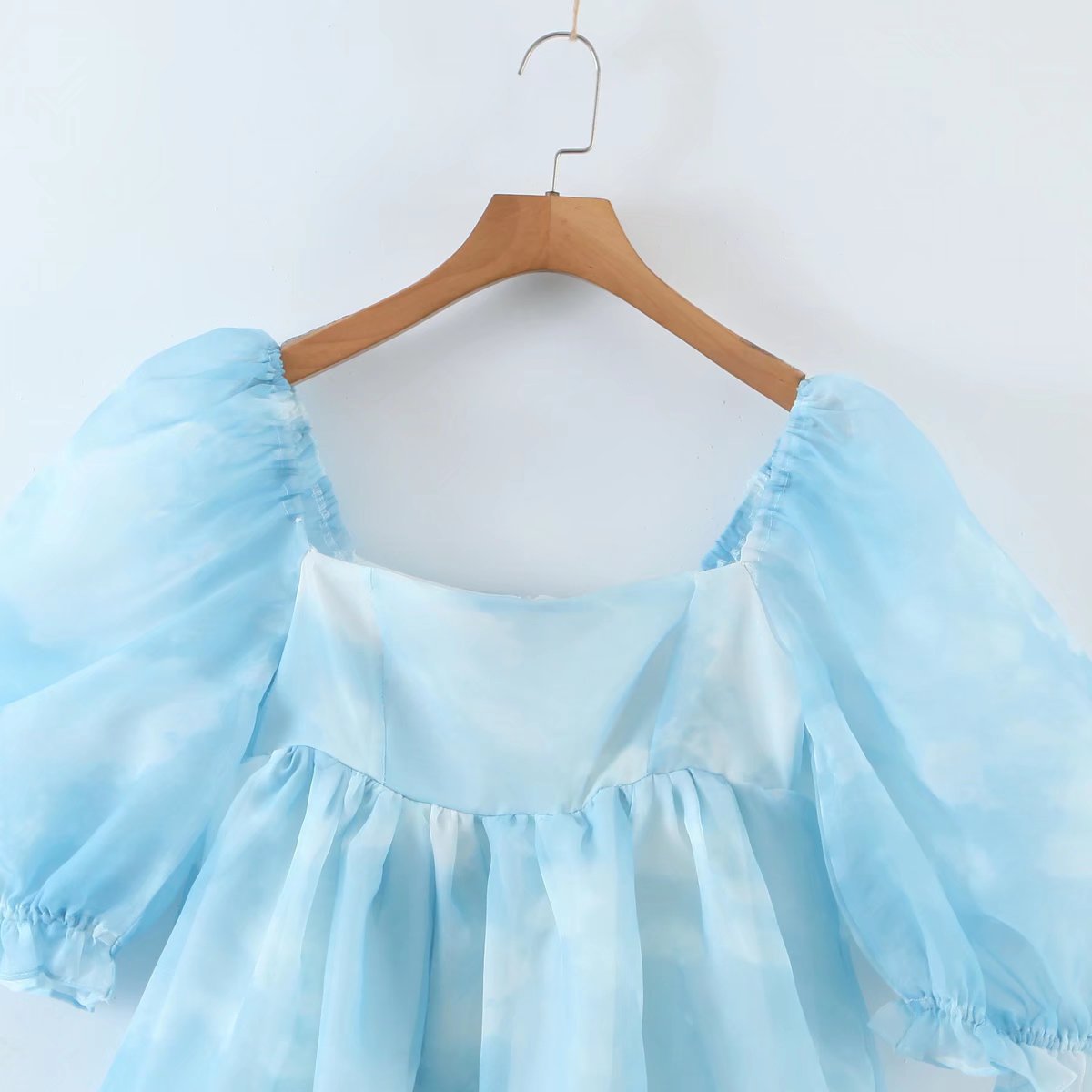 Organza Short Puff Sleeve Fluffy Princess Dress NSAM110431