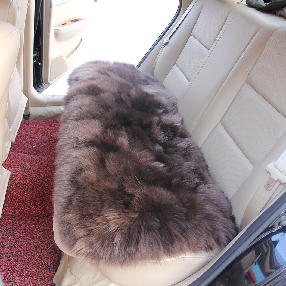 Pure Wool Car Seat Cushion Without Backrest Three-Piece Set Front and Rear Single Piece Square Cushion Fur Integrated Whole Goatskin Fur Cushion