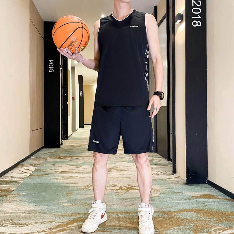 Traje de uniforme de baloncesto impresión de los hombres Verano de secado rápido deportes sueltos ins equipo de entrenamiento uniforme estudiante Jersey impresión