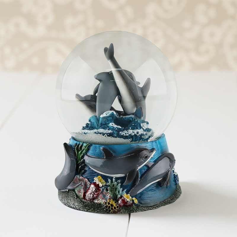 Creative Cartoon Resin Dolphin Animal Crystal Ball Ornaments Customized Water Polo Souvenir Gift Decoration Customized According to Drawings