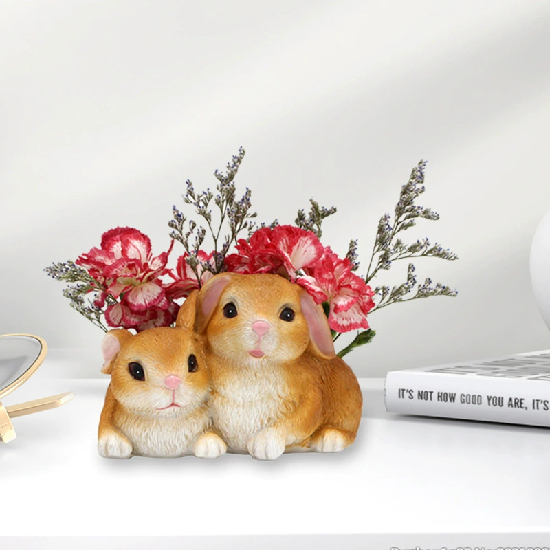 Cute realistic rabbit, flowerpot for kindergarten, decorations, micro landscape, (Physicals), new collection