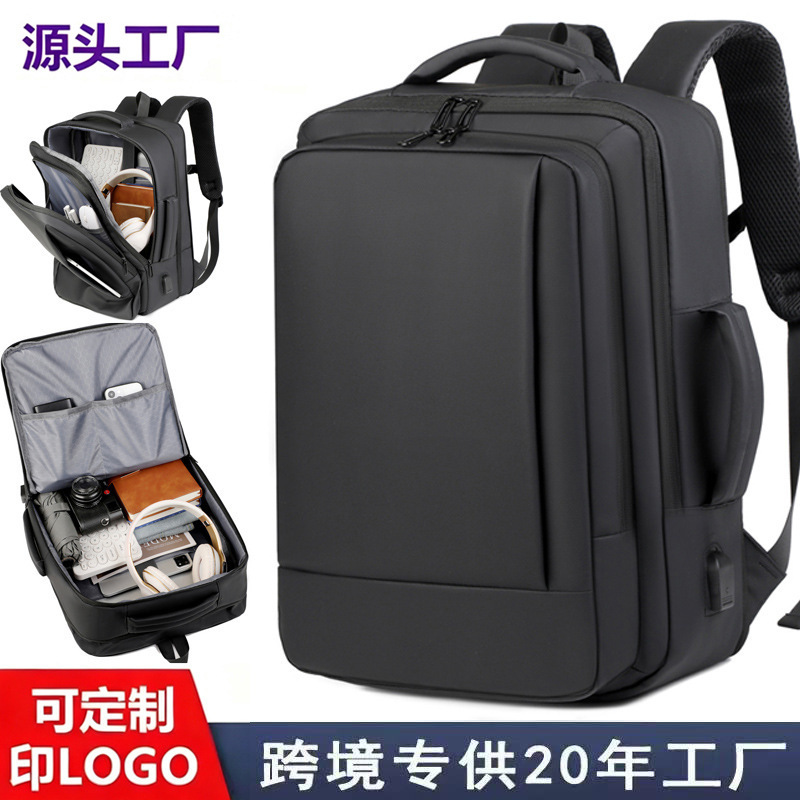 Cross-Border Men's Laptop Bag with Expandable Features, Stylish Business Backpack with USB Port, Commuter Notebook Backpack, Trendy Cross-Border Men's Laptop Bag with Expandable Features, Stylish Business Backpack with USB Port, Commuter Notebook Backpack, Trendy