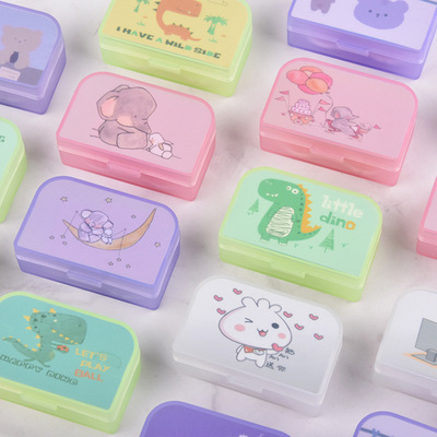 New cartoon PP US-pupil Care Box mirror Tweezers Stick Double-box simple suit invisible glasses case