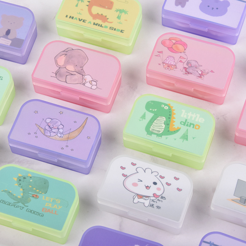 New cartoon PP US-pupil Care Box mirror Tweezers Stick Double-box simple suit invisible glasses case