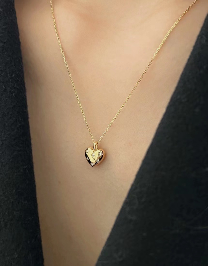 Women'S Gender Plating, Inlay Design 925 Sterling Silver Zircon Cable Chain Plating Inlay Heart Shape Pendant Necklace