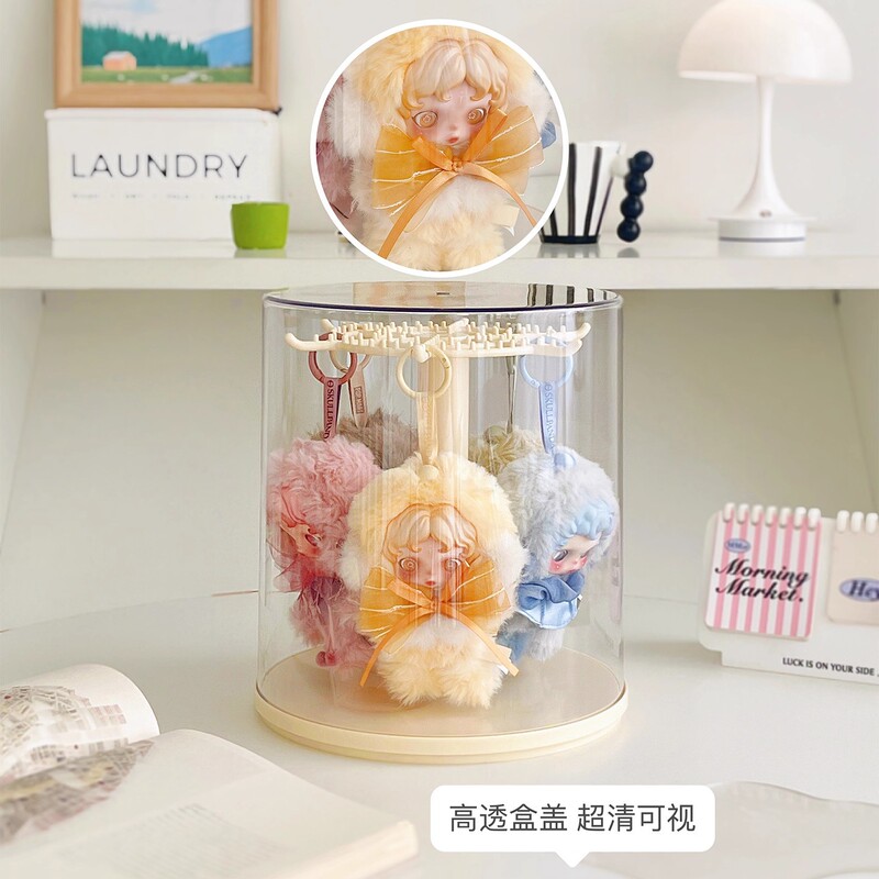 光织园挂件展示盒子透明亚克力盲盒收纳展示架旋转娃娃手办展示柜|undefined