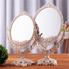 Walnut-colored European-style cosmetic mirror, desktop double-sided dressing mirror wholesale rotating vanity mirror cross-border hot sale