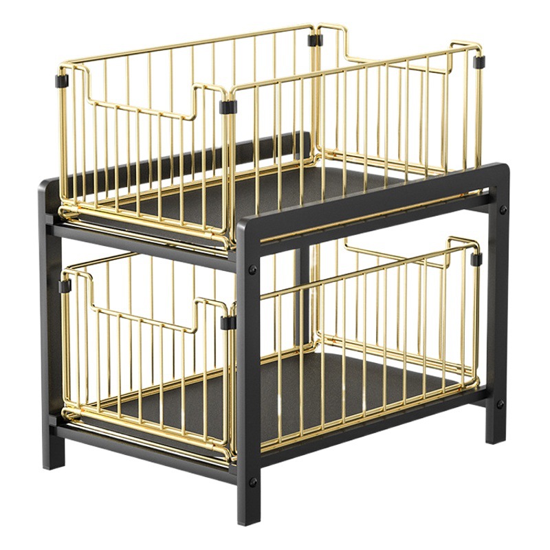 Fregadero de doble capa rack de almacenamiento gabinete encimera retráctil tipo cajón necesidades diarias condimento rack de almacenamiento Amazon