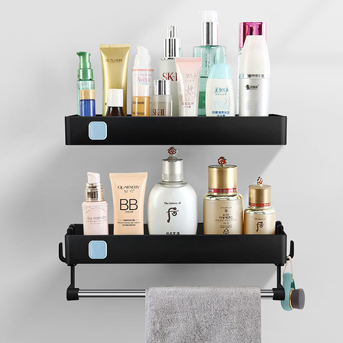 Storage rack organizer, no-drill design for bathroom, toilet, and kitchen—hollow plastic shelving unit for toiletries