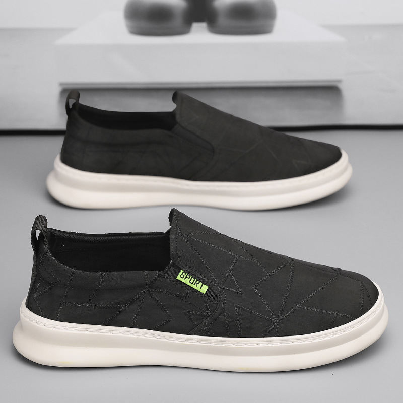 Canvas Shoes Men's Summer Breathable Casual Flat Board Shoes All-match Work Shoes One-step Lazy Old Beijing Cloth Shoes