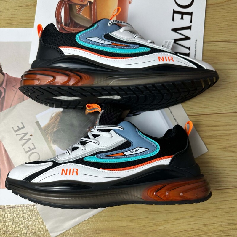 2024 New Original All-match Sports Basketball Running Air Cushion Trendy Color Contrast Lace-up Jogging Shoes