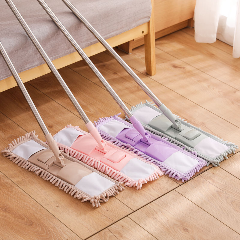 Chenille Flat Mop for Home Use on Wooden and Tile Floors, Dual-Use for Dry and Wet Cleaning, Lazy Cleaning Mop with Absorbent and Straightening Features