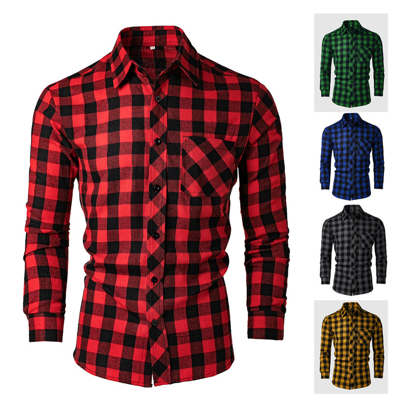 2025 Spring and Autumn Men's Basic Plaid Men's Slim Casual Shirt Men's New Long Sleeve Jacket Cardigan