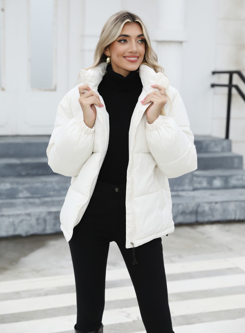 Women's Coat High Collar Winter Cotton Jacket For Women_voghion.com