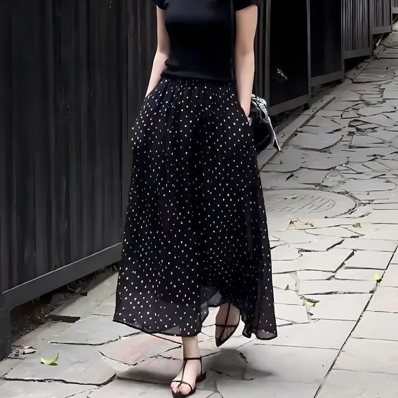 Polka Dot Skirt for Women 2025 New Summer French Classy Simple Accessible Luxury Fashion Loose Large Hem A-Line Skirt Polka Dot Skirt for Women 2025 New Summer French Classy Simple Accessible Luxury Fashion Loose Large Hem A-Line Skirt