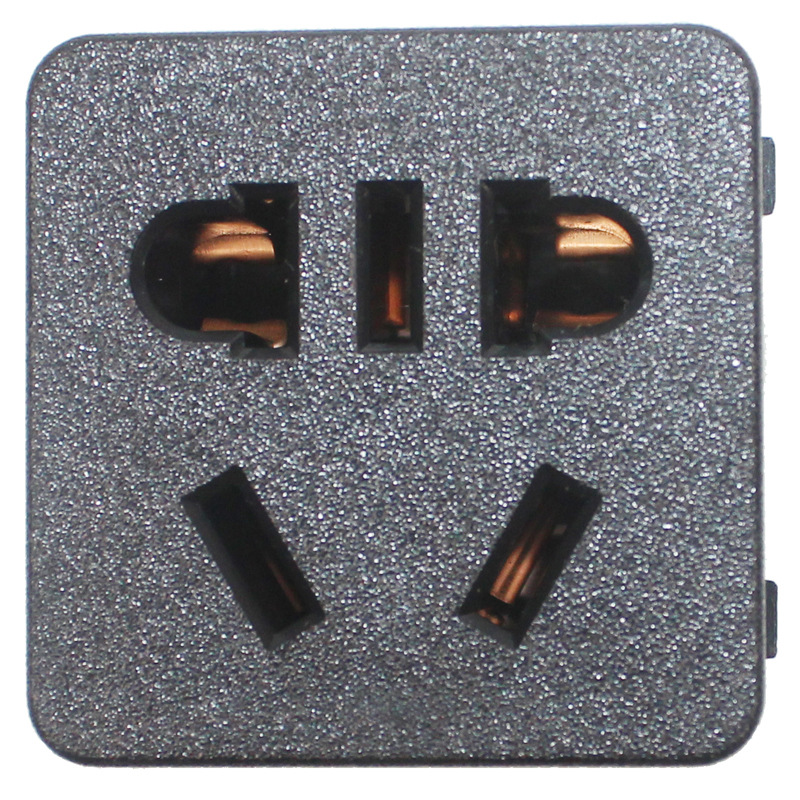 工业PDU10A嵌入模块插座 机柜新国标面板 国标孔电源插座模块配件