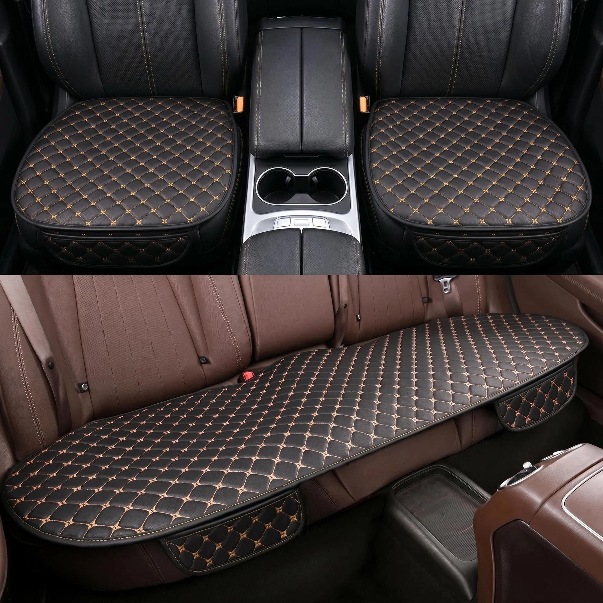 Cross-Border Amazon Best-Selling Foreign Trade Hot-Selling Car Quilted Embroidered Leather Seat Cushion Single Seat Three-Piece Set Universal Seat Cushion for All Seasons