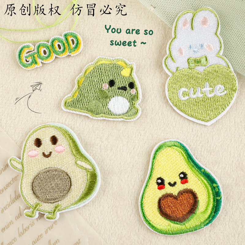 刺繍ラベル衣類アクセサリー自己粘着パッチフルーツ動物漫画 diy オリジナル刺繍パッチ布パッチ|undefined