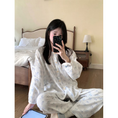 2025秋季新品 猫咪可爱卡通棉家居服软芙芙纱棉睡衣套装女