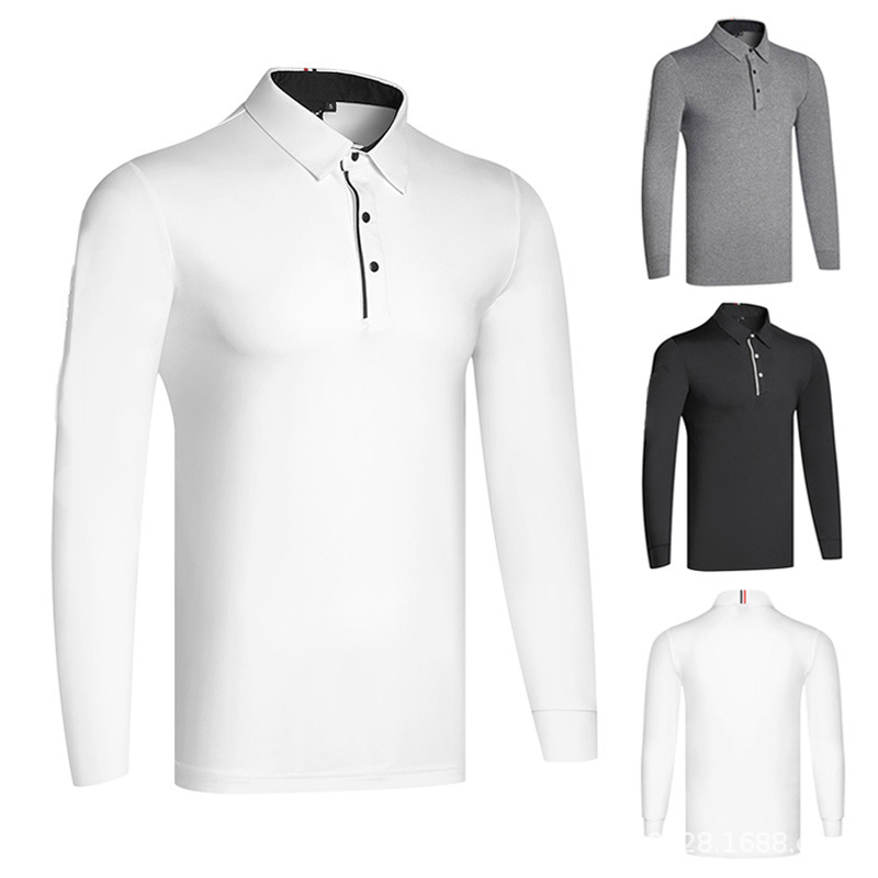 New autumn and winter golf men's quick-drying long-sleeved breathable fashionable stretch top golf sports casual polo shirt