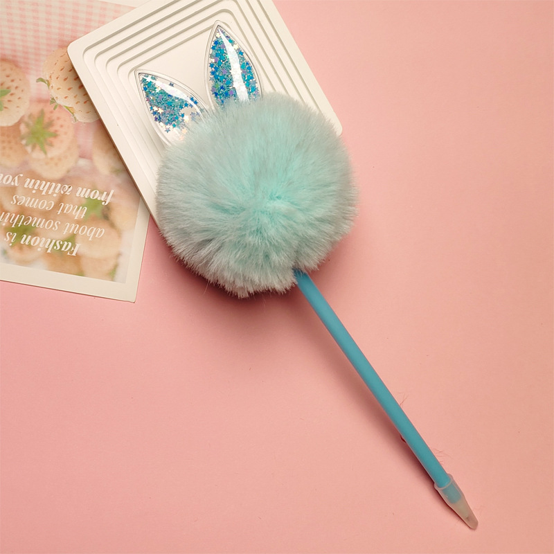 1 Piece Hairball Class Learning PVC Rabbit Fur Plastic Cute Ballpoint Pen display picture 4