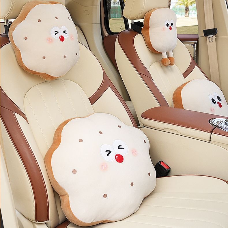 Car Headrest, Cute Pillow, Neck Pillow, Cartoon Toast Bread Biscuit, Car Lumbar Support Decoration, All Year Round