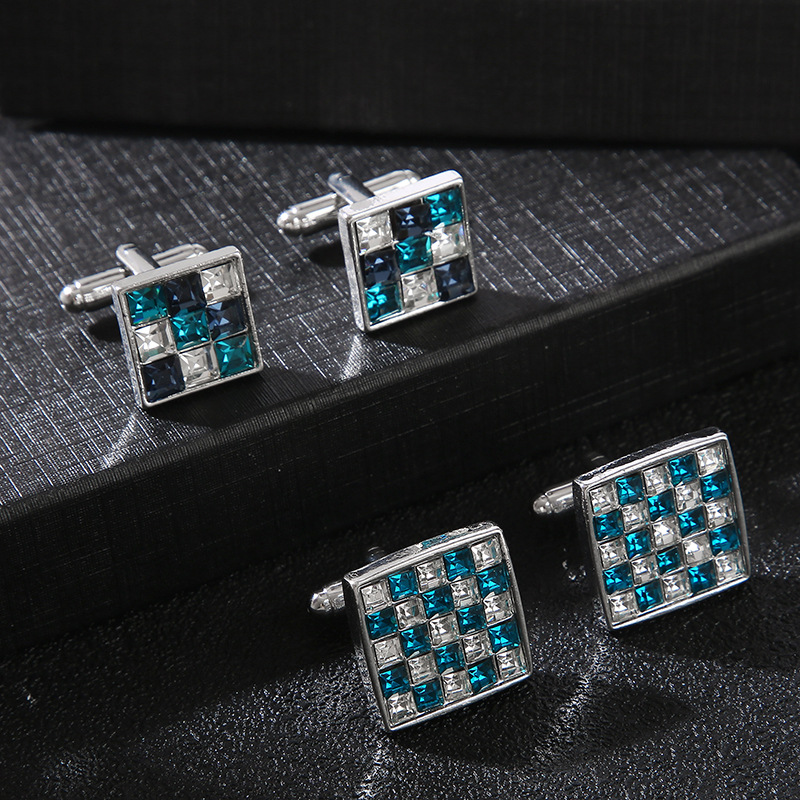 New Square Color Diamond Zircon Cufflinks Fashion Men's Shirt French Cufflinks_voghion.com