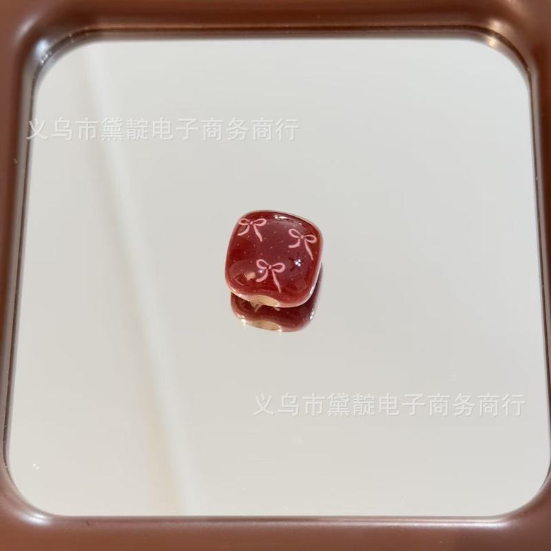 复古蓝粉色系格纹馒头珠 diy亚克力包挂手机链钥匙扣服饰配件材料|undefined
