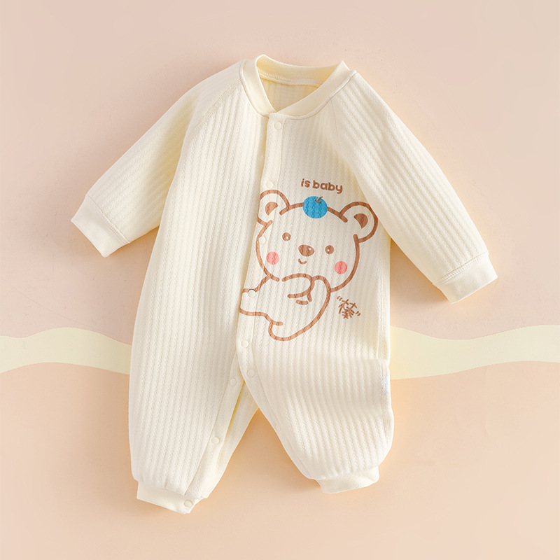 Ropa de bebé Otoño e Invierno recién nacido mono hombres y mujeres bebé cálido acolchado mameluco pijamas sin hueso Clase a