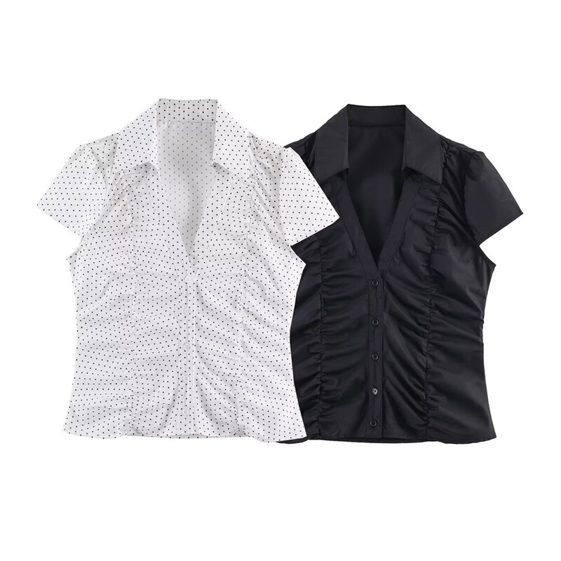 Foreign trade cross-border women's clothing wholesale 2026 new versatile popular ruched poplin sleeveless shirt top 2256260 Foreign trade cross-border women's clothing wholesale 2026 new versatile popular ruched poplin sleeveless shirt top 2256260