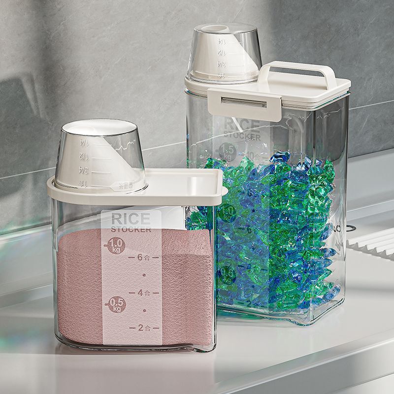 Laundry detergent storage box, large-capacity laundry pod container, household laundry liquid container, desktop transparent storage box Laundry detergent storage box, large-capacity laundry pod container, household laundry liquid container, desktop transparent storage box