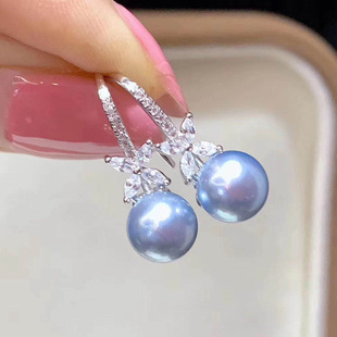 20526 DIY Pearl Accessories S925 Silver Earring Settings Luxurious Silver Jewelry Earrings for 8-9mm Round Pearls