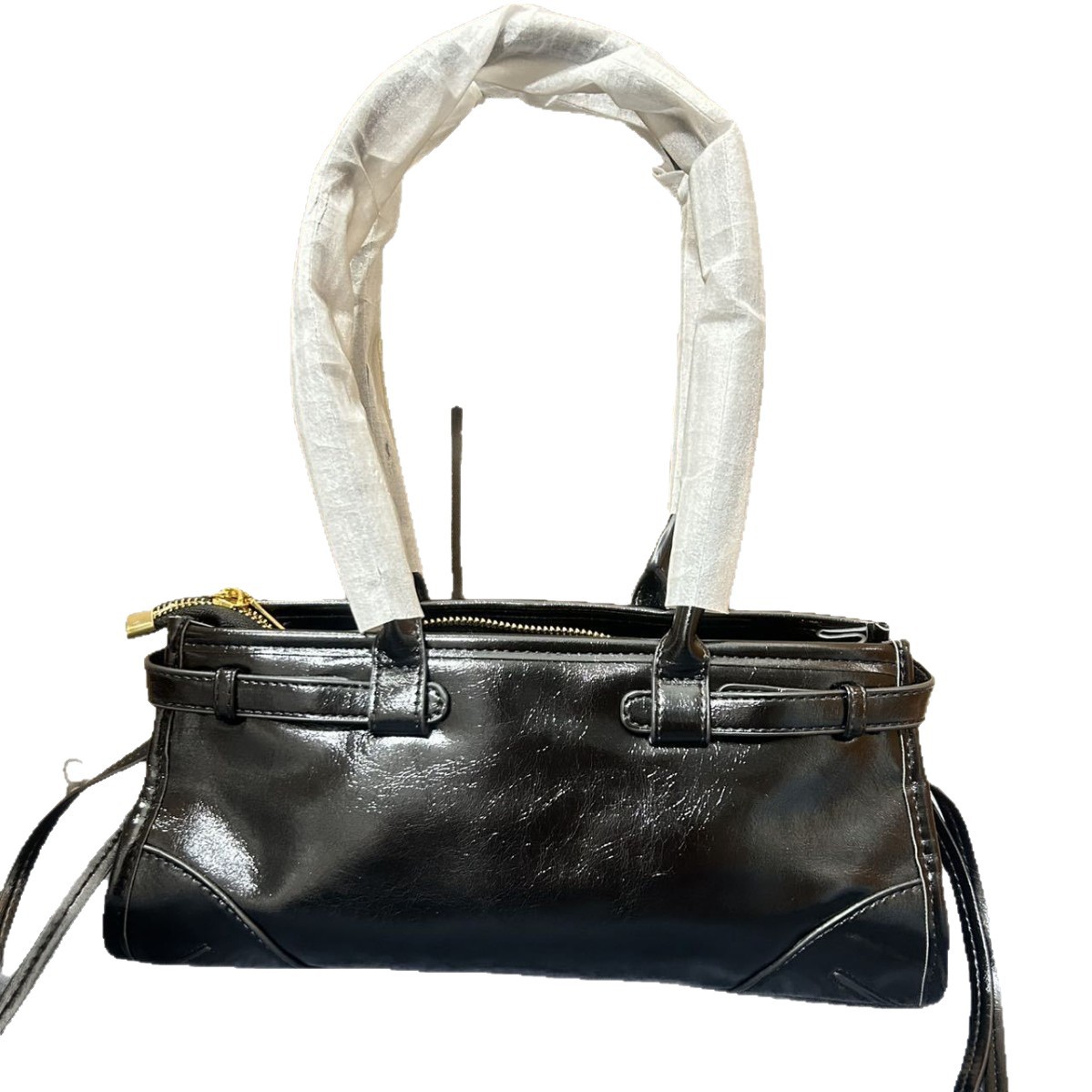 Retro New Hobo Tote Shoulder Bag Oil Wax Leather Soft Lux Underarm Baguette Motorcycle Bag For Women - Thumbnail 5