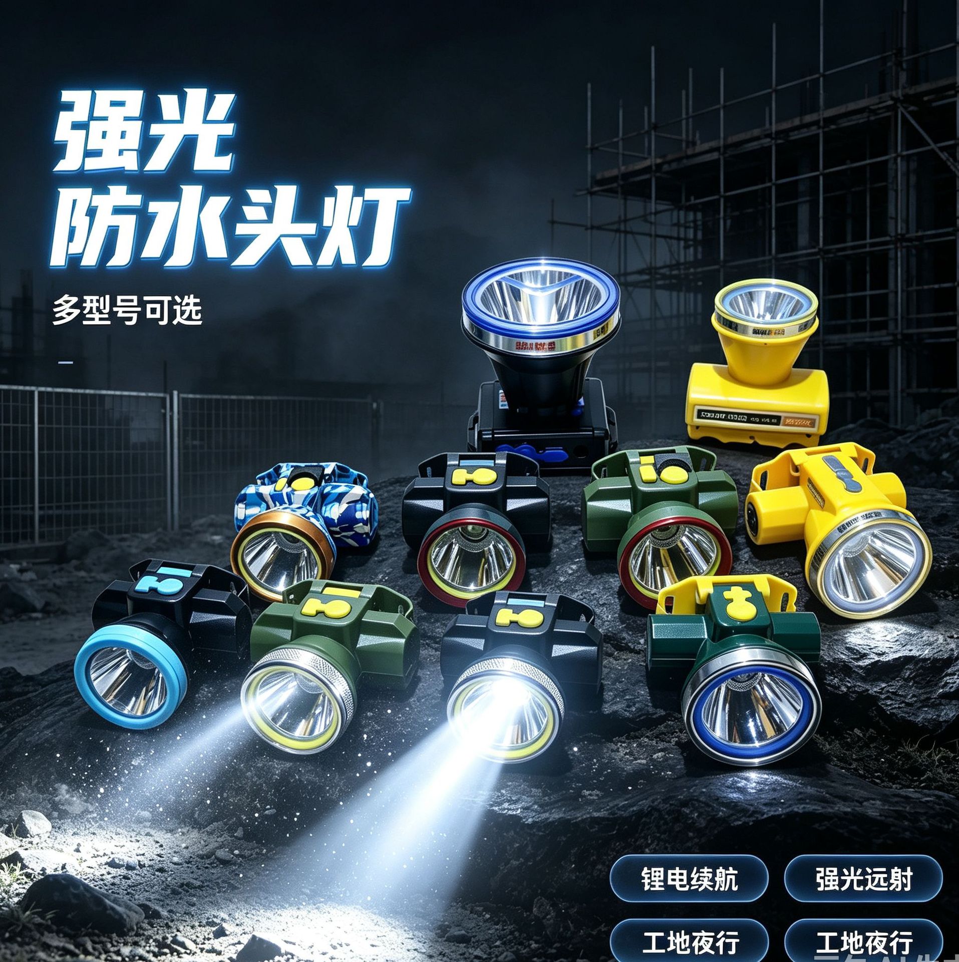 Specialized Lithium Battery Headlamp Led Headlamp Strong Light Mining Lamp Rechargeable Searchlight Head-Mounted White Light Night Fishing Lamp