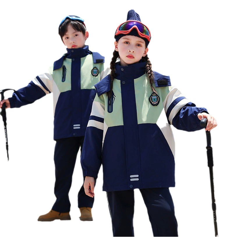 Костюм школьной формы Платная одежда Комплект из трех предметов Одежда для учеников начальной школы Осенне-зимняя темно-синяя одежда для детского сада и сада Детская теплая одежда