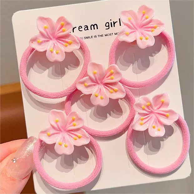Аксессуары для волос: клипсы с цветами вишни и резинки, оттенок фуксии Sakura