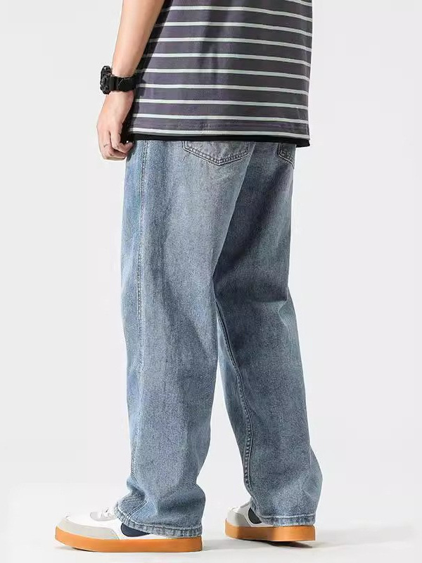 Jeans Rectos y Holgados para Hombre de Mezclilla de Algodón image 5