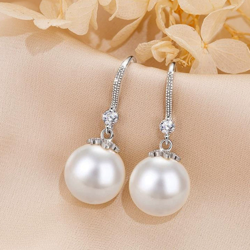 Серьги с посеребренным жемчугом для женщин, серебряные серьги-гвоздики, серьги-капли, новый модный стиль для мам 2022-2023 гг., элитный опт.