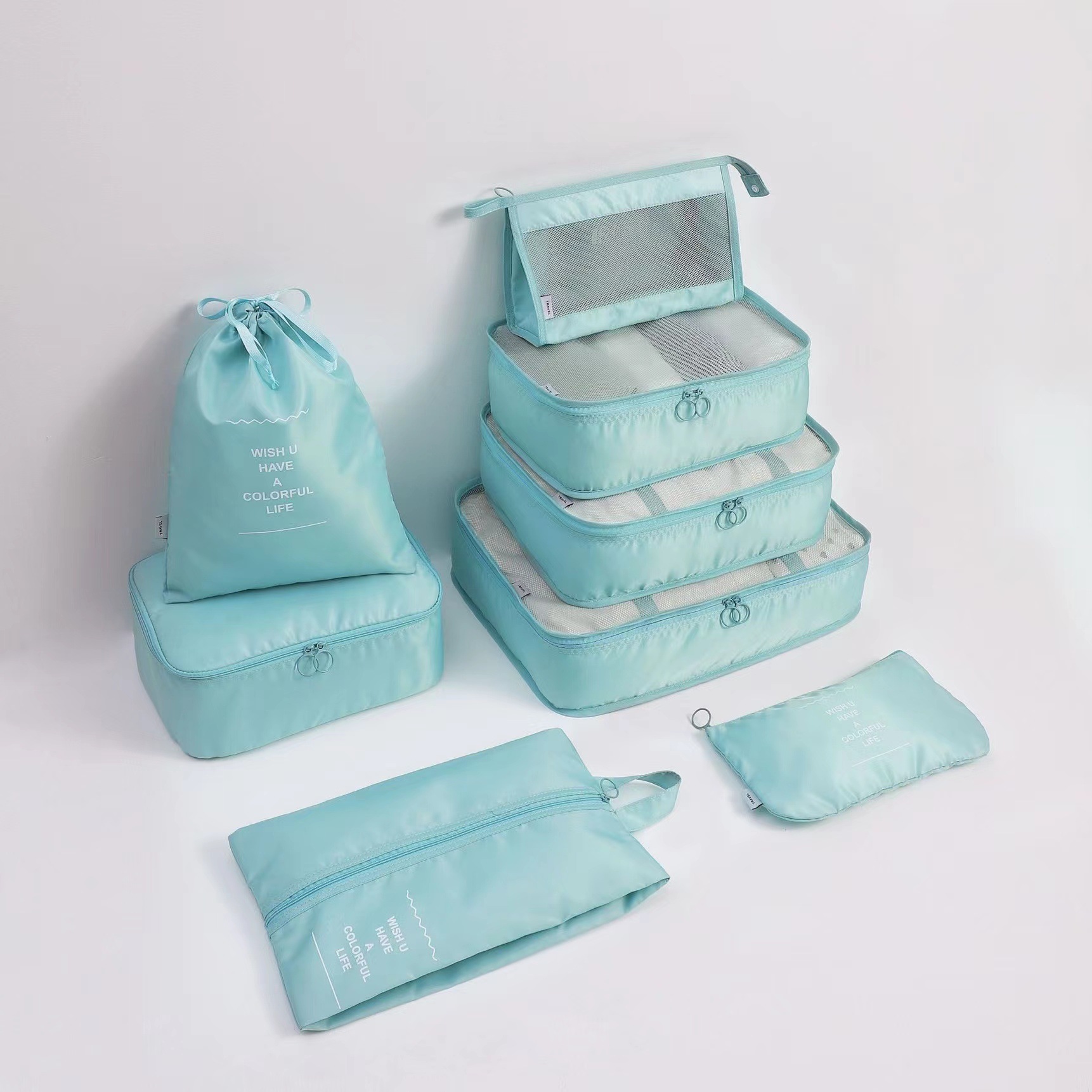 Bolsa de almacenamiento de viaje transfronterizo conjunto de siete piezas de ocho piezas de gran capacidad de equipaje de viaje clasificación de ropa bolsa de organización traje