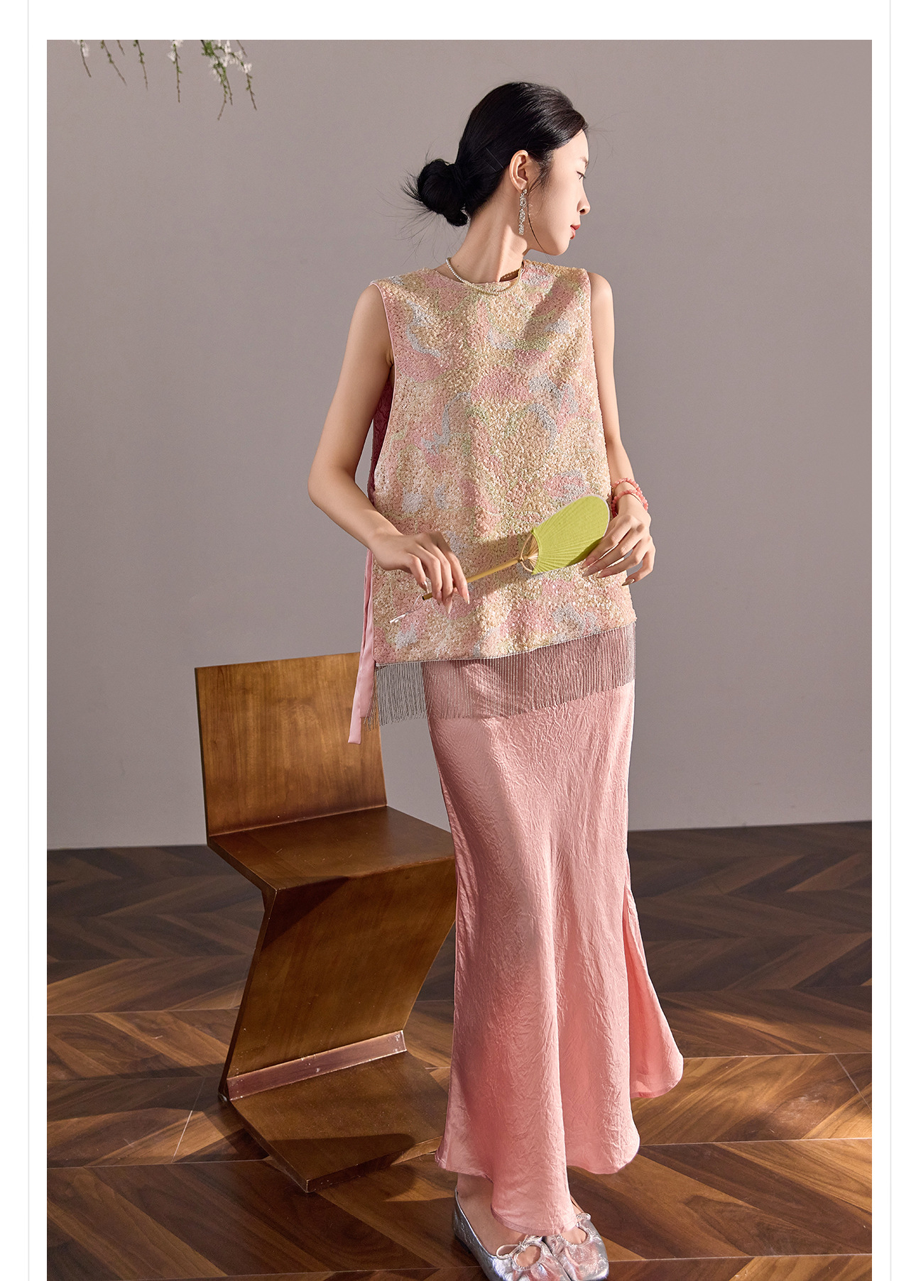 Áo vest gile nữ hai mặt phối ren đính cườm phong cách Trung Hoa mới mùa hè N2078 — Phối màu [mặc hai mặt] chi tiết 13