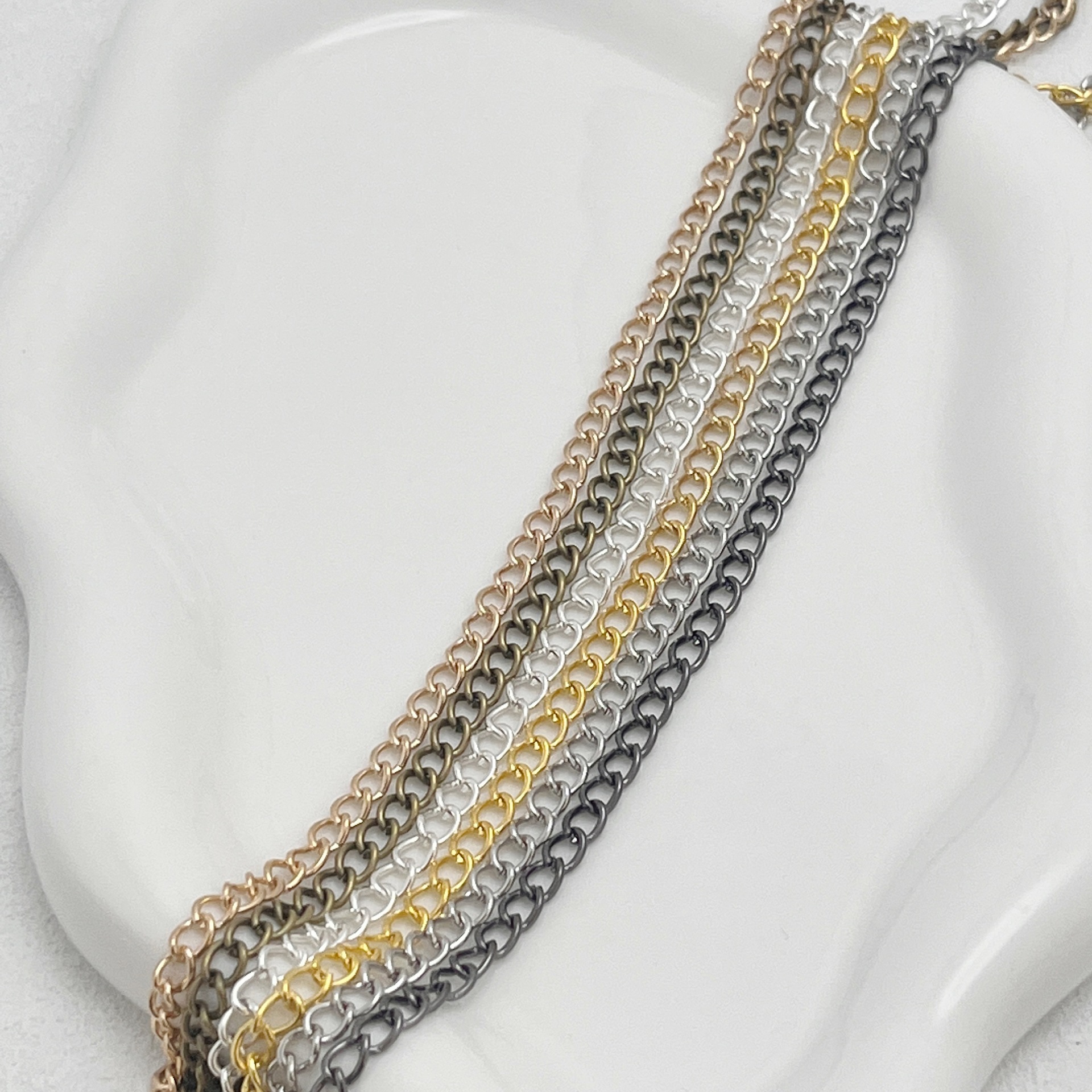 cadena de cifrado DIY collar pulsera orejas accesorios materiales cadena de metal cadena de cifrado cadena de extensión cadena de torsión al por mayor