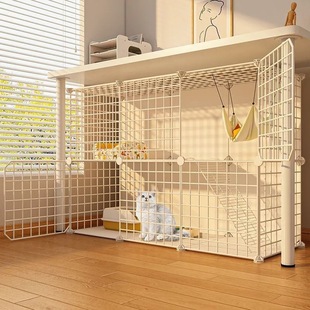 Cat Cage Warm Winter Household Cat Multi-Story Villa with Toilet Extra Large Free Space Cat Cabinet Indoor Small Cat Nest
