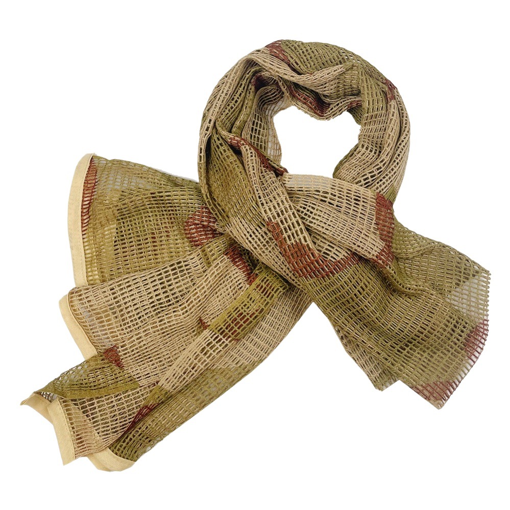Tactical Camouflage Large Mesh Scarf Field Jungle Camouflage Scarf Outdoor Camouflage Mesh Scarf Army Fans Hunting Headscarf CS Scarf