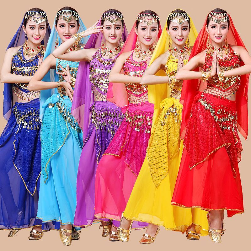 Indian dance performance costume, long skirt practice clothes, belly dance suit, high-end stage costume, Xinjiang dance performance costume