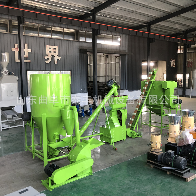 农作物秸秆用饲料颗粒机组 长沙时产1吨半平模颗粒机多台 包装机