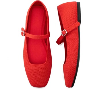 K 93228 Knitted Mary Jane Flat Shoes ᘿ��������Ь