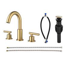 LESUN跨境无铅金色黑色三孔分体式冷热面盆浴室水龙头下水酒店家