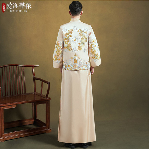 Xiuhe men's chinese wedding dress Chinese groom wedding party toast dress for male Chinese style dragon Tang suit for men